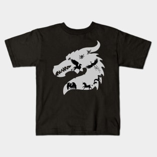 Mythical Creatures In A Dragon Silhouette Light Kids T-Shirt